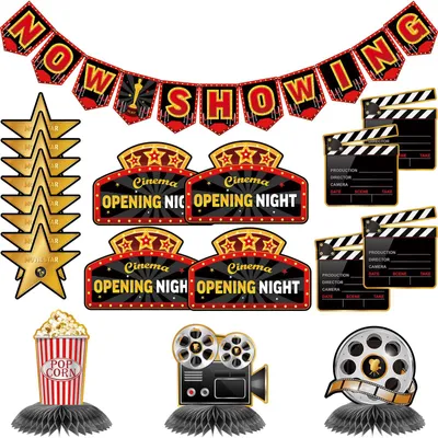 Filmabend Party Deko Set – 36 Teile, Papier, bunt