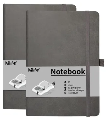 Immagine prodotto di Quaderno A5, copertina rigida, 192 pagine, colore grigio, confezione da 2