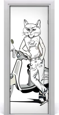 Produktbild von Tulup Türaufkleber 75x205 cm Dekorative Aufkleber Selbstklebend Wasserdichte Tapete Abnehmbar Schlafzimmer Wohnzimmer Wohnkultur - Katzenmann