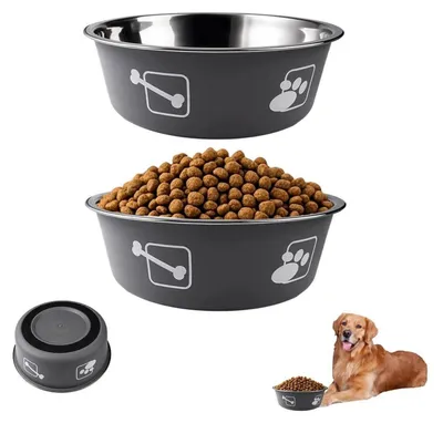 Immagine prodotto di Ciotole per cani in acciaio inossidabile, confezione da 2, capacità 1560 ml, diametro 20 cm, antiscivolo