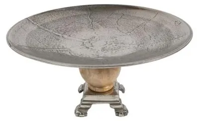 Imagen del producto de Bandeja de servicio Mars & More, con base, color plateado, madera, altura 29 cm, diámetro 55,5 cm