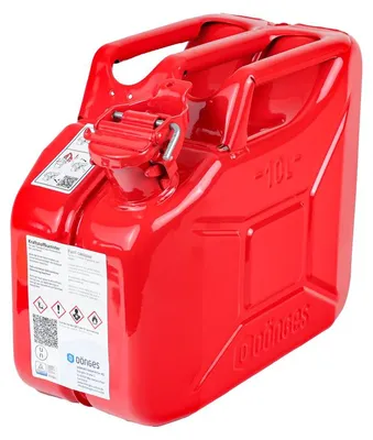 Obrázok produktu pre Kanister na benzín 10 litrov kovový červený | oceľový kanister, kanister, plechový kanister