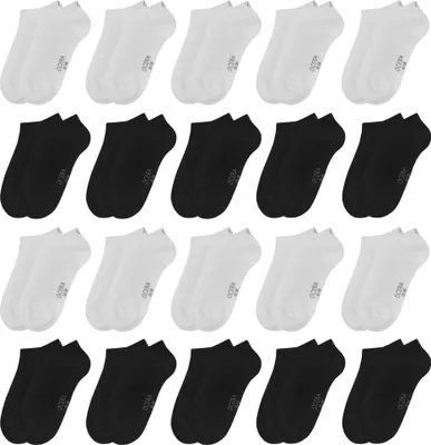 Produktbild von OCERA 20 Paar Kinder Sneaker Socken - Schwarz-Weiß-Mix 34/35