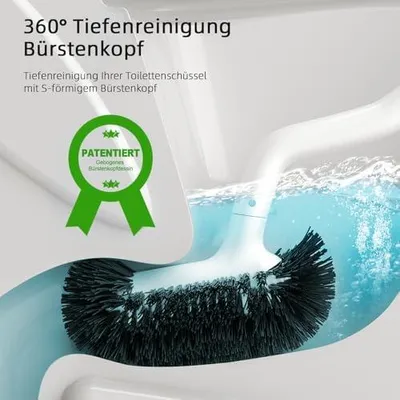 Produktbild von Toilettenbürste WC Bürsten Set: Tiefenreinigung Klobürste mit Randreiniger- Flexible Klobürstenhalter für Badezimmer und Gäste-WC Stehen Nachhaltige Toilet Brush-Weiß