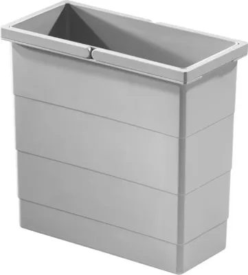 A light gray rectangular trash can insert with horizontal ridges on its exterior.