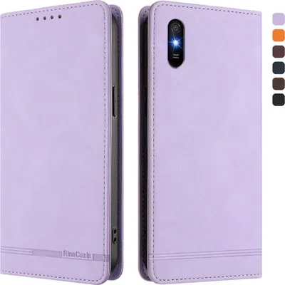 Image de Etui pour Xiaomi Redmi 9A, étui rétro en cuirPolyuréthaneavec support et fentes pour cartes Violet
