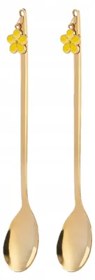 Produktbild von Altom Design Goldene Teelöffel mit Blumenanhänger 2 Stück