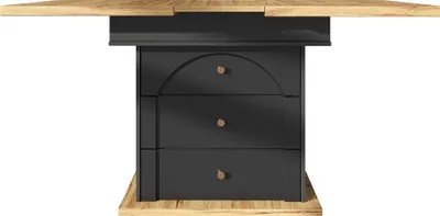 Obrázok produktu pre Jedálenský stôl Sweiko teleskopický stôl (110-140 × 80 cm), rozkladací kuchynský stôl pre 4-6 osôb, rozkladací jedálenský stôl, kuchynský stôl šetriaci miesto, do kuchyne a obývačky, minimalistický dizajn dvierok skrine, čierny