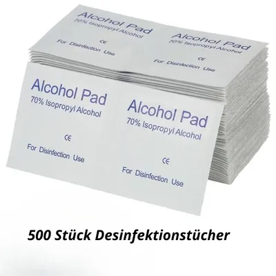 Produktbild von 500 Stück Desinfektionstücher – 70% Alkohol Einweg Reinigung für Auto, Brille, Display