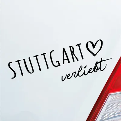 Produktbild von Auto Aufkleber Stuttgart verliebt Herz Stadt Heimat Liebe Car 19x6 cm Schwarz Matt Sticker Heckscheibenaufkleber