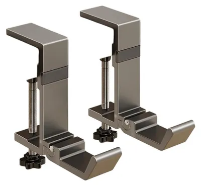 Produktbild von INF 2er-Pack faltbare, magnetische Rucksackhaken für Schreibtischkanten – ohne Bohren – aus Kohlenstoffstahl, verstellbar, rutschfest und platzsparend Grau