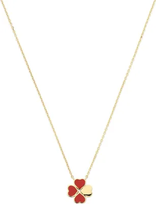 Produktbild von New Bling - 9NBG-0956 - 14K geelgouden ketting – 4 hartjes – rode epoxy