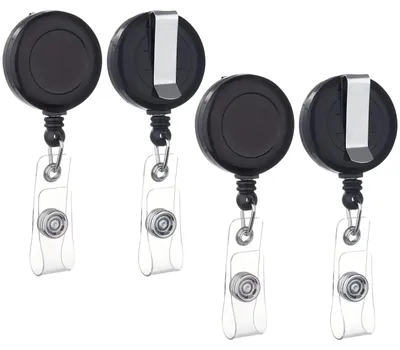 Produktbild von Ausziehbarer Auswelter mit Einzugsmechanismus für Ausweishüllen, 4-teiliges Set ausziehbarer Schlüsselanhänger, Lanyard, für Ausweishüllen, Kartenhalter, Schlüsselkarten