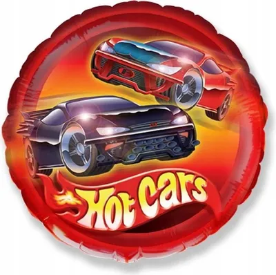 Zdjęcie produktu dla Balon foliowy samochody hot cars, okrągły 46 cm