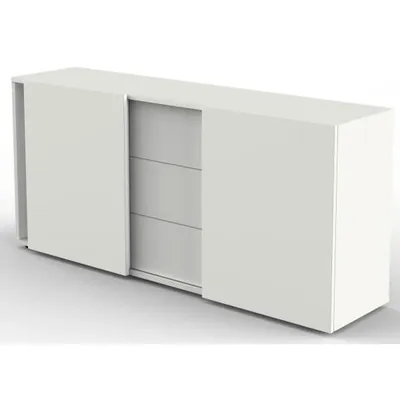 Produktbild von Sideboard, BxTxH 1600x500x740 mm, 2 Schiebetüren, 3 Schubladen, weiß