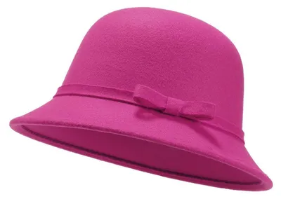 Produktbild von Filz Eimer Hut Damen verstellbar Vintage Bowler Wollmütze mit Schleife M Rosa