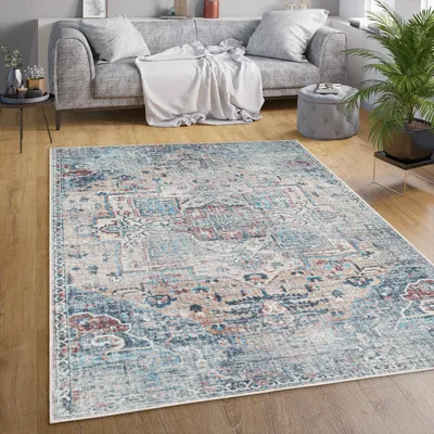 Produktbild von Teppich Wohnzimmer Flachgewebe Orient Marokkanisch Ornamente Vintage Waschbar Grösse 120x160 cm