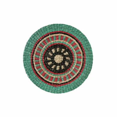 Immagine prodotto di Gift Company Boathouse Platzmatte, rund, Platzdecke, Platzset, Platzdecken, Seegras, Grün / Rot / Schwarz, Ø 38 cm, 1031701020