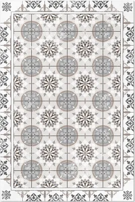 Produktbild von Florale Kreise ornamentales Mosaik – Vinylteppich – 150x225 cm – Indoor Teppich – Flur – Pflegeleicht – Modern