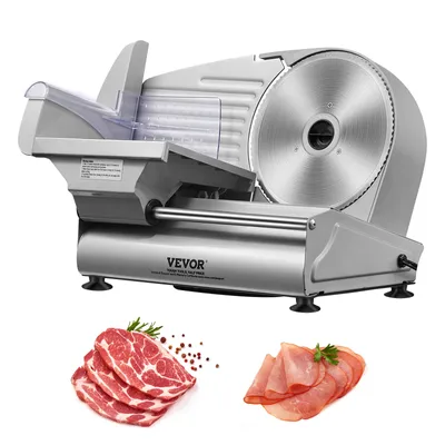 Produktbild von VEVOR Heimgebrauch Fleisch Allesschneider 180 W, 80–120 U/min Elektrische Aufschnittmaschine Lebensmittelschneider mit SUS420 Klingen, 0–15 mm Einstellbare Dicke für Fleisch, Käse usw.