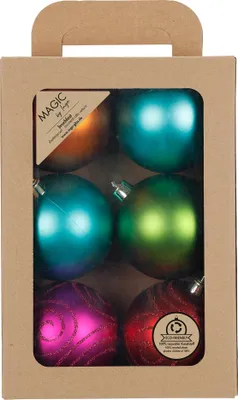 Weihnachtskugeln Kunststoff 6cm mit Glitzer 12er Set - Mille Fiori