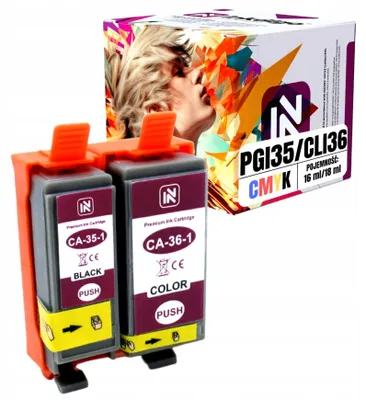 Produktbild von Inkdigo Tintenset PGI35 CLI36 für Canon Pixma IP100, IP100 Portable, IP100V, IP110 – Schwarz/Color, 34 ml,