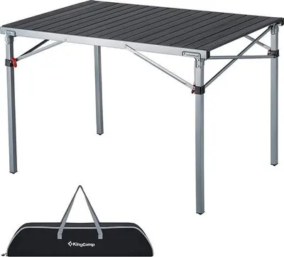 Image de Table de camping pliante en aluminium, pour 4 à 6 personnes, capacité de charge jusqu'à 80 kg, dimensions : 107 × 70 × 70 cm