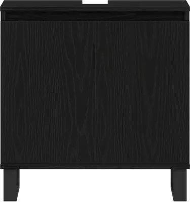 Produktbild von Waschbeckenunterschrank Schwarz Eiche 58x33x60 cm Holzwerkstoff, Badezimmerschränke DesignMöbel Neu