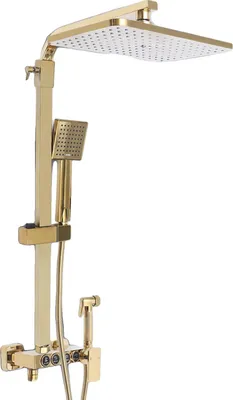 Produktbild von Duschsystem, Wandmontage, verstellbare Handbrause, Gold