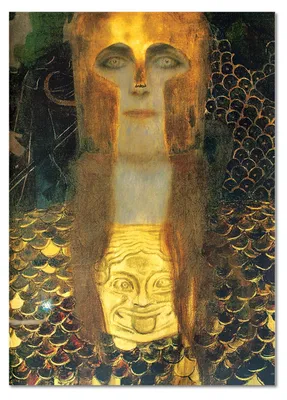 Immagine prodotto di Giallobus - Primo piano di Pallade Atena - Gustav Klimt - 70L x 100l cm - Quadro - Vetro acrilico
