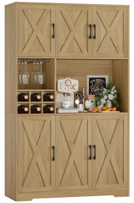 Produktbild von Küchenschrank Buffetschrank Sideboard mit Arbeitsplatte 2 Glastüren Schubladen 180x40x80 cm Braun