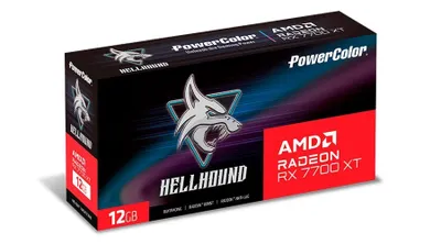 Zdjęcie produktu dla PowerColor Hellhound RX 7700 XT 12G-L/OC, Radeon RX 7700 XT, 12 GB, GDDR6, 192 bit, 7680 x 4320 px, PCI Express 4.0