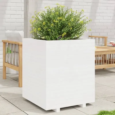 Productafbeelding van Maison Exclusive - Bloempot voor buiten, wit, 60 x 60 x 72,5 cm, massief grenenhout