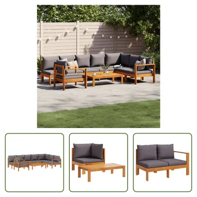 Produktbild von The Living Store 6-tlg. Garten-Sofagarnitur mit Kissen Massivholz Akazie