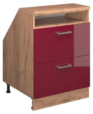 Produktbild von Dachschrägenschrank Vicco Rion Rot Hochglanz 60 x 81.6 cm mit 2 Schubladen, Schrankkorpus 60 cm Tiefe, Model 60497