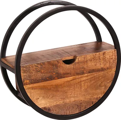 Produktbild von SIT Möbel Wandregal | rund | 1 Schublade | Mango-Holz natur | Gestell Metall schwarz | B 50 x T 20 x H 50 cm | 14366-01 | Serie SIDNEY