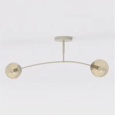 Imagen del producto de Lámpara colgante PREGOS en acero beige y vidrio ámbar
