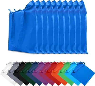 Produktbild von 10er SET Stofftaschen Baumwolltaschen 38x42 cm Taschen Beutel Tragetaschen Einkaufstaschen Stoffbeutel, in Farbe: Blau