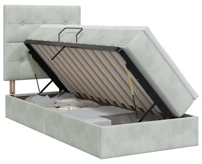 Image de vidaXL Lit avec rangement et matelas Gris clair 100 x 200 cm Velours