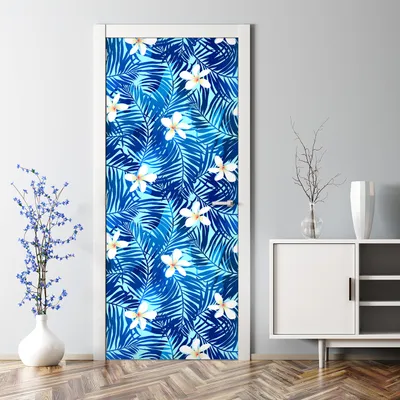 Produktbild von Dekorative Aufkleber selbstklebend Türaufkleber Türposter Tropische farbenfrohe Pflanzen 70 x 200 cm