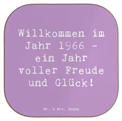 Produktbild von Mr. & Mrs. Panda Tassenuntersetzer Spruch 1966 Geburtstag - Lavendeltraum - Geschenk, Coaster, Jahrgang, Untersetzer für Gläser, Tischuntersetzer, gläseruntersetzer