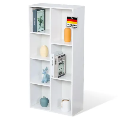 Produktbild von Bücherregal, Weißes MDF-Standregal mit 7 Fächern für Bücher und Wohnaccessoires, 50 x 24 x 106 cm,  Regal weiß, Arkansas