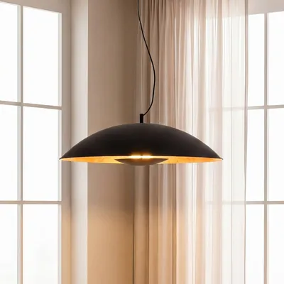 Produktbild von Lindby Pendelleuchte Emilienne, schwarz, goldfarben, Ø 60 cm
