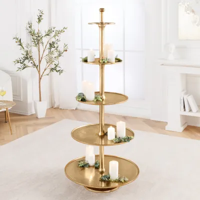 Produktbild von riess-ambiente Design XXL Etagere ABSTRACT 150cm gold Metall mit fünf Etagen Ablage