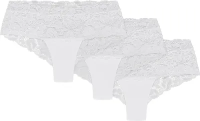 Produktbild von Wolbar Damen Shorts 3er Pack Spitze Pantys Slips Boxershorts Hipster Unterwäsche WB413, weiß, M