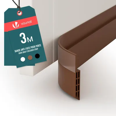 Immagine prodotto di VOUNOT® Paraspifferi per porte 300 cm, guarnizione autoadesiva per porte inferiore marrone