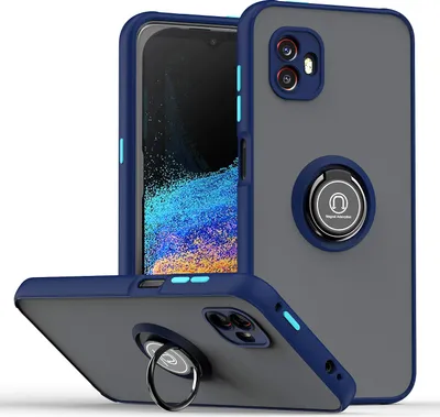 Image de Étui pour Samsung Galaxy Xcover6 Pro étui TPU translucide mat avec support d'anneau et pied Bleu foncé