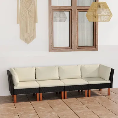 Produktbild von Maison Exclusive - 4-Sitzer-Gartensofa mit Kissen Schwarz Poly Rattan