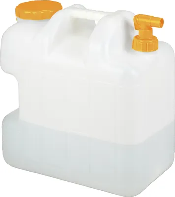 Immagine prodotto di Tanica per acqua Relaxdays con rubinetto, 25 litri, plastica senza BPA, coperchio a collo largo, maniglia, tanica da campeggio, bianco/arancione
