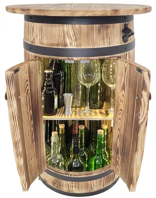 Immagine prodotto di Bar in botti di legno con ripiano e illuminazione a LED per alcolici e bicchieri